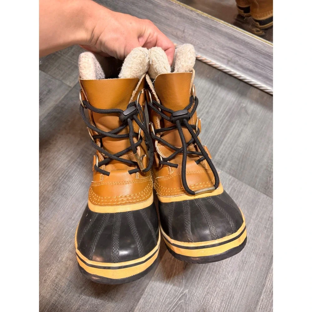 Sorel 1964 Pac Kids Tan Leather Waterproof Winter Snow Boots NY1443-259 Size 3Y